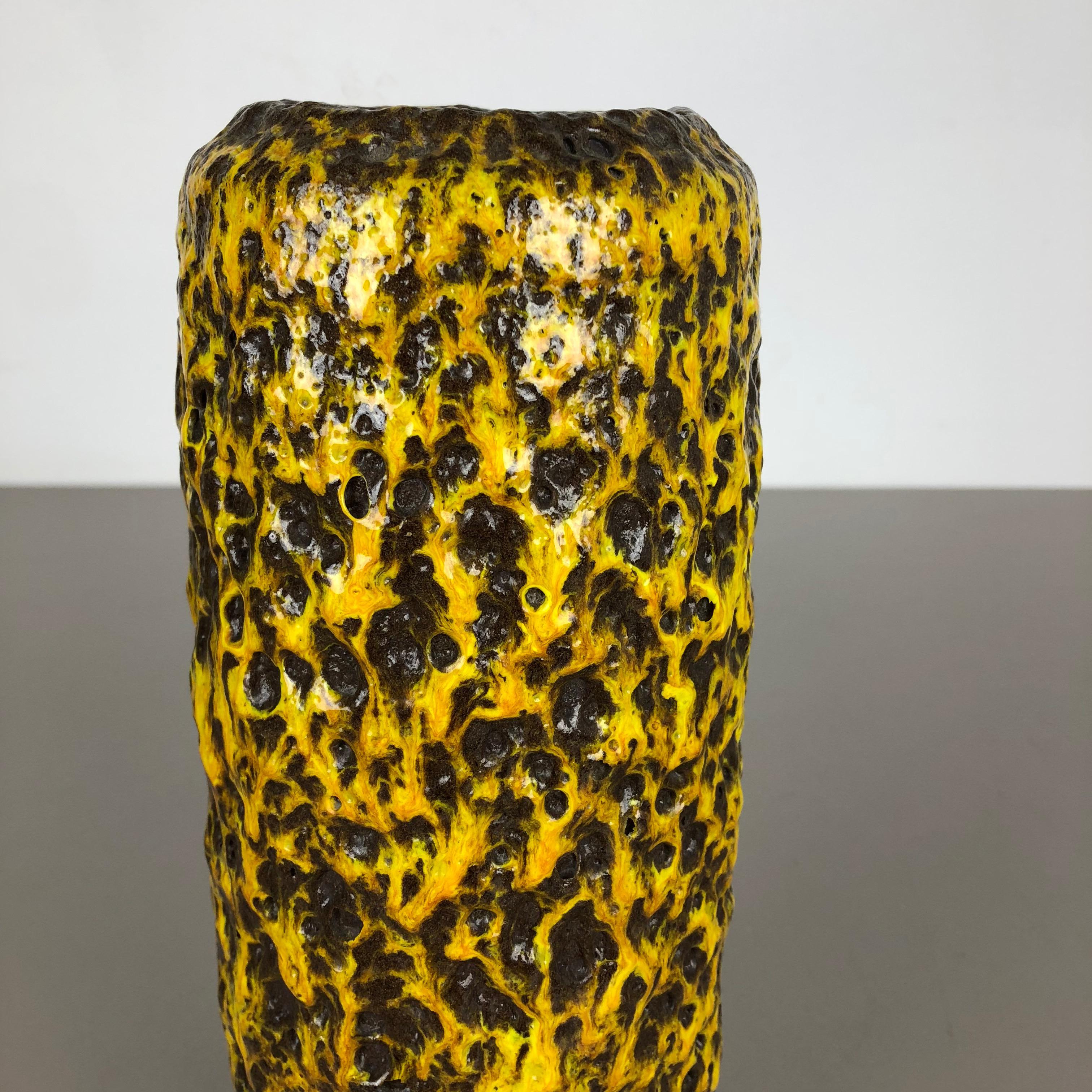Pottery Super Yellow Color Fat Lava Multi-Color Vase Scheurich WGP, 1970s 3