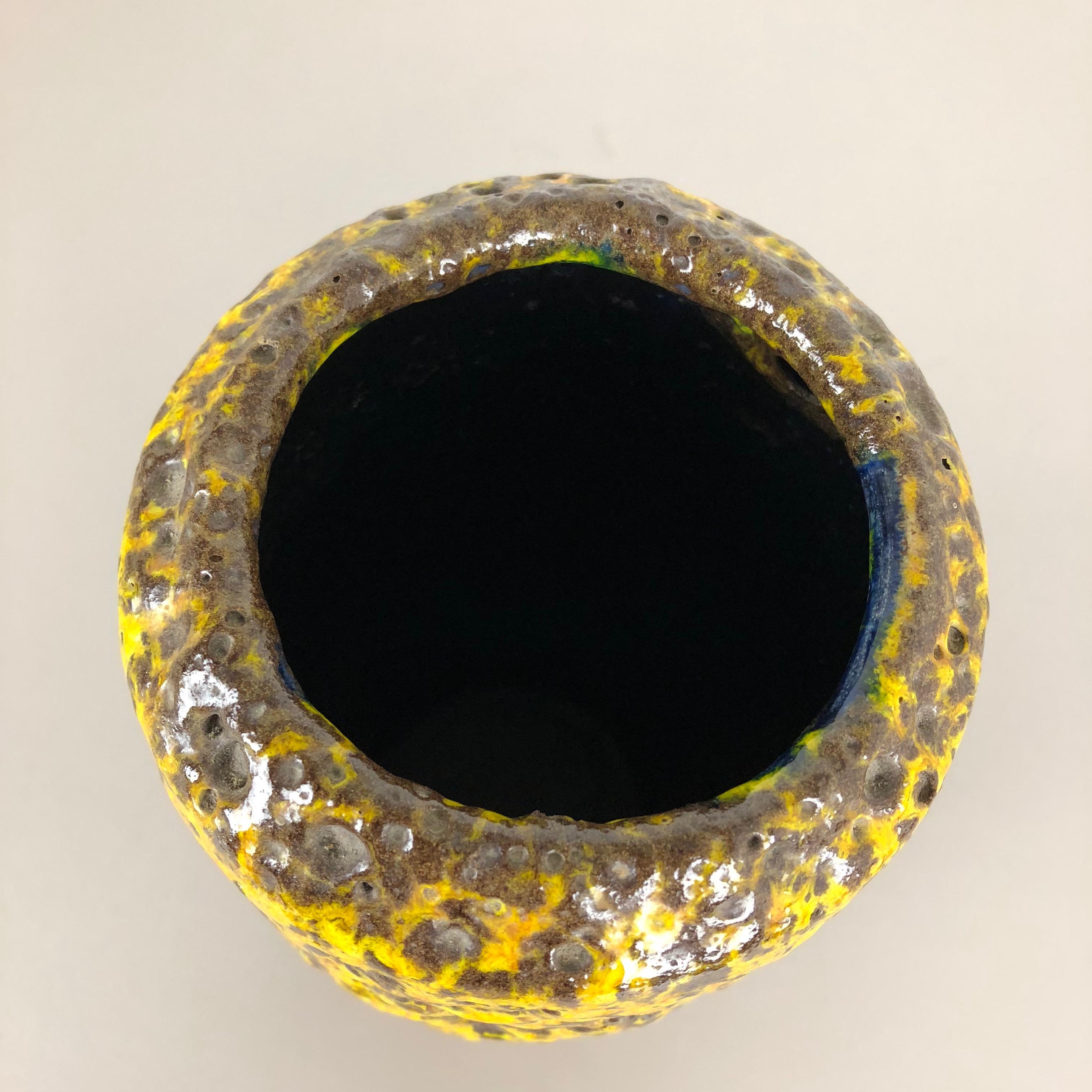 Pottery Super Yellow Color Fat Lava Multi-Color Vase Scheurich WGP, 1970s 9