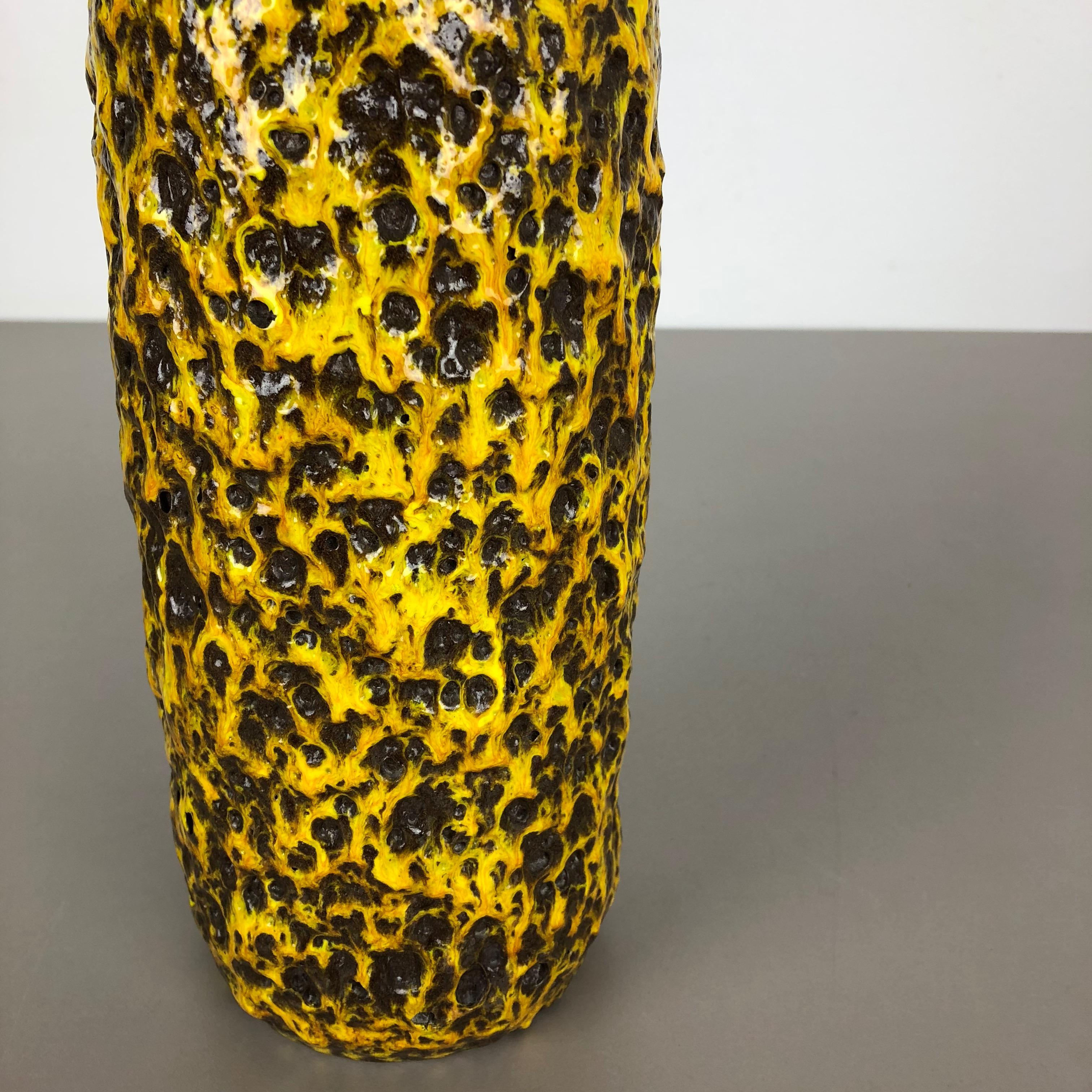 Pottery Super Yellow Color Fat Lava Multi-Color Vase Scheurich WGP, 1970s 10