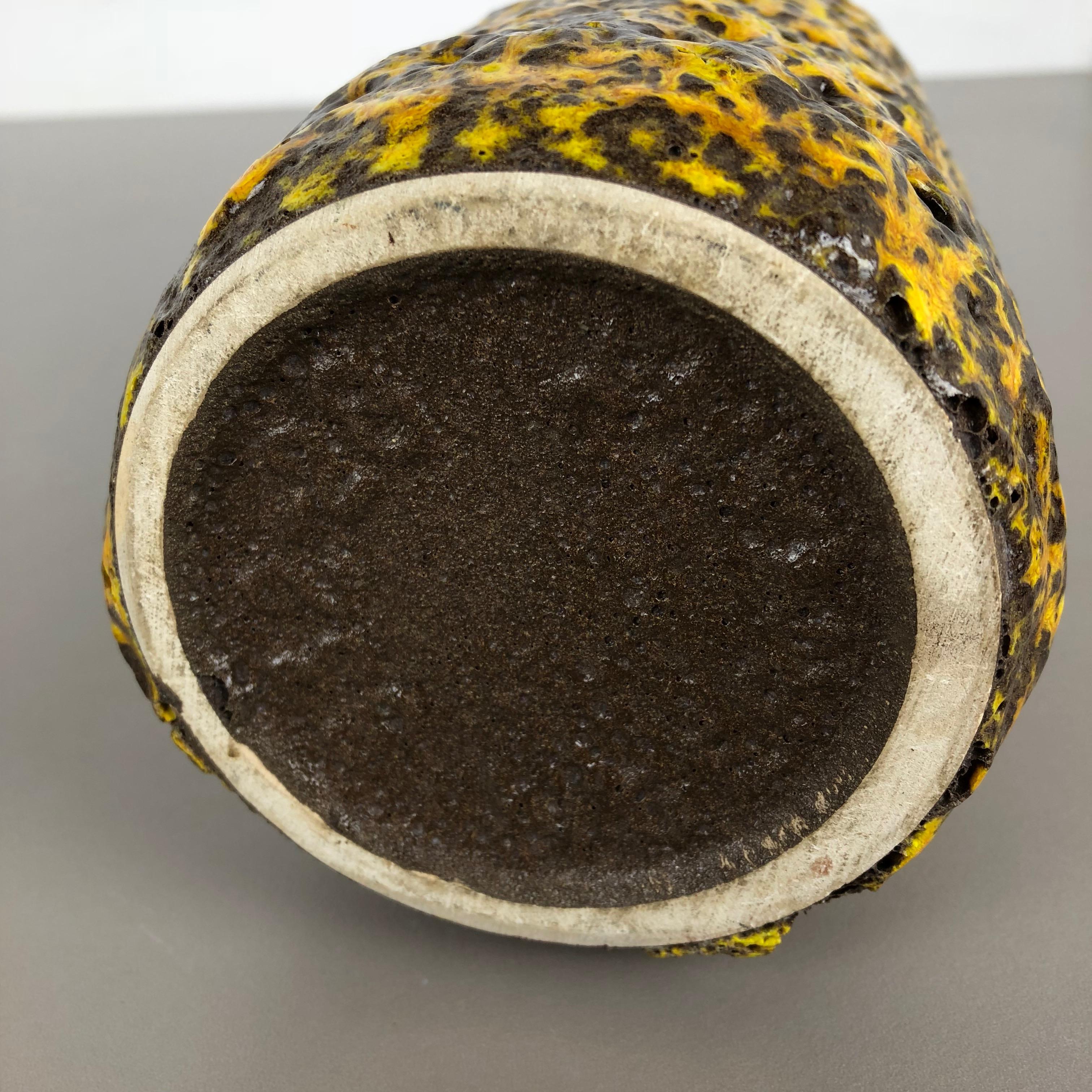 Pottery Super Yellow Color Fat Lava Multi-Color Vase Scheurich WGP, 1970s 11