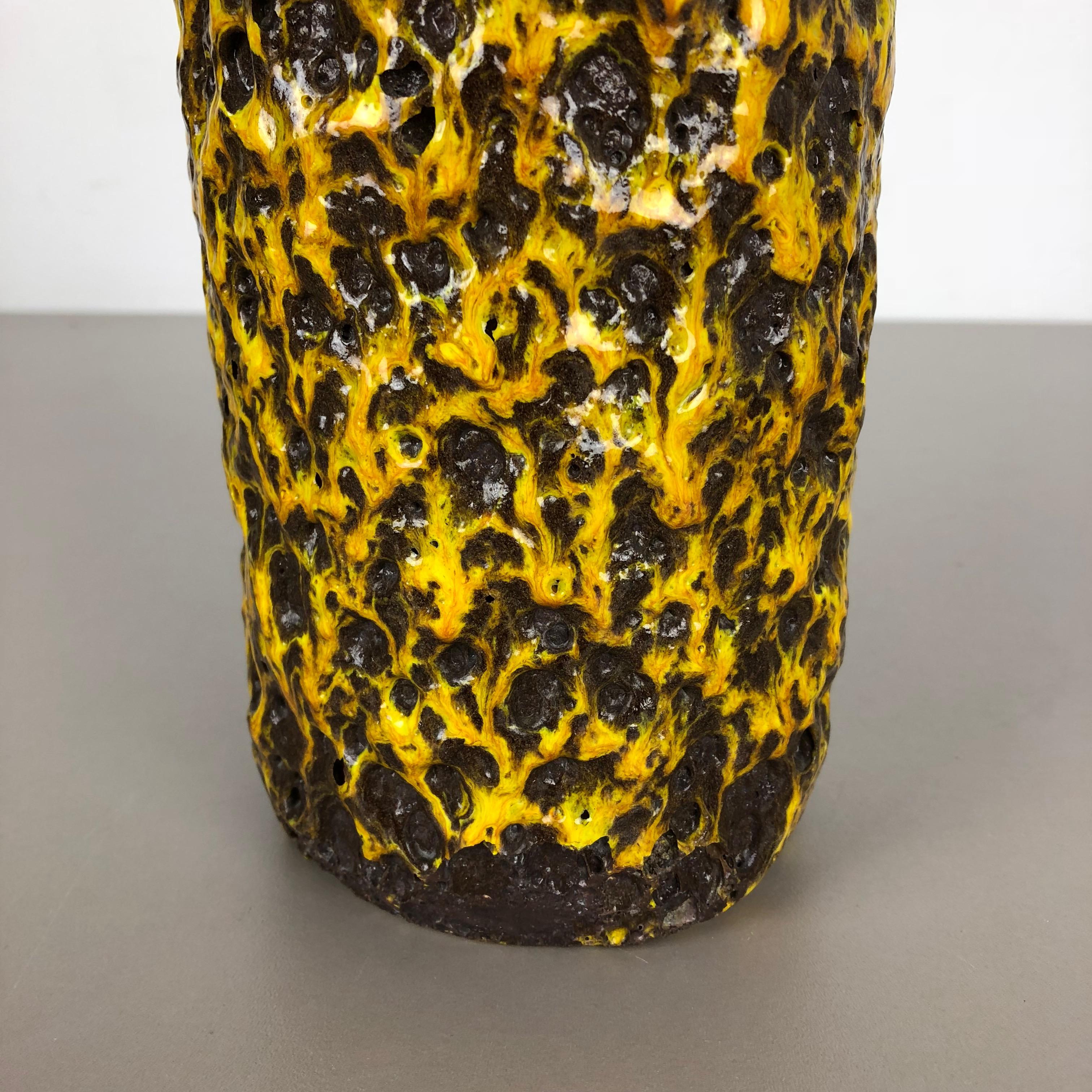 Ceramic Pottery Super Yellow Color Fat Lava Multi-Color Vase Scheurich WGP, 1970s