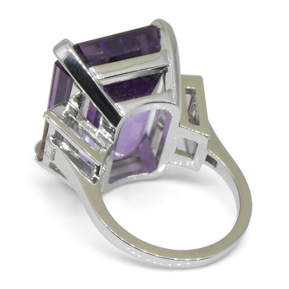 Women's or Men's 28ct Ametrine, Tourmaline and Diamond Cocktail Ring Set in 14k White Gold For Sale
