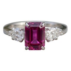 2.8ct GIA Pink Sapphire & Pear Diamond Platinum Ring - Fancy Intense Sri Lanka