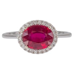 2.8Ct Madagascar Ruby Ring with Natural Diamond Accents: Solid 14K Gold, 9x7mm