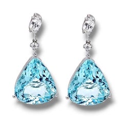 Pendiente de turmalina Paraíba azul-verde neón de 28 ct, oro de 18 K, certificado por el GIA