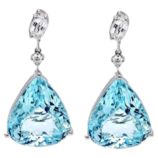 Pendiente de turmalina Paraíba azul-verde neón de 28 ct, oro de 18 K, certificado por el GIA en venta