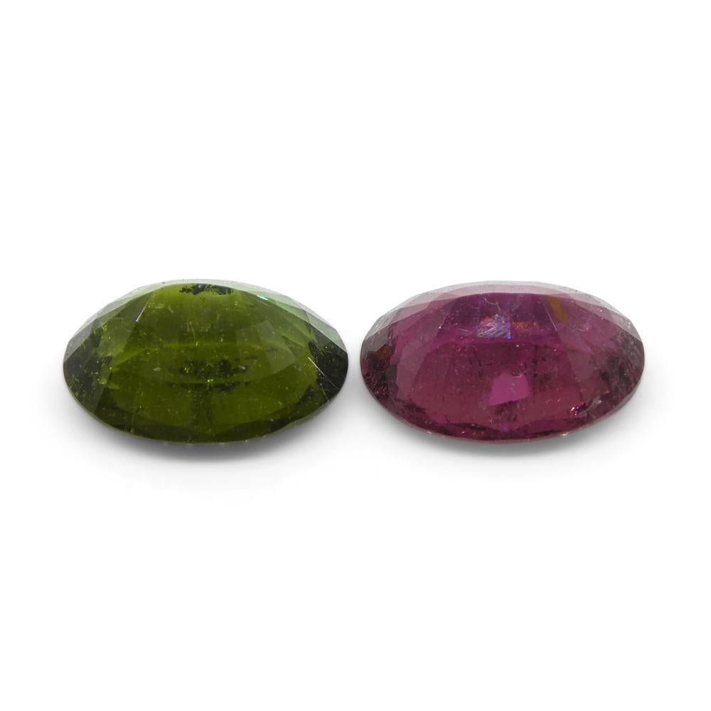 2.8ct Pair Oval Pink/Green Tourmaline from Brazil For Sale 3
