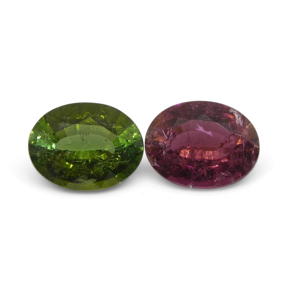2.8ct Pair Oval Pink/Green Tourmaline from Brazil For Sale 4