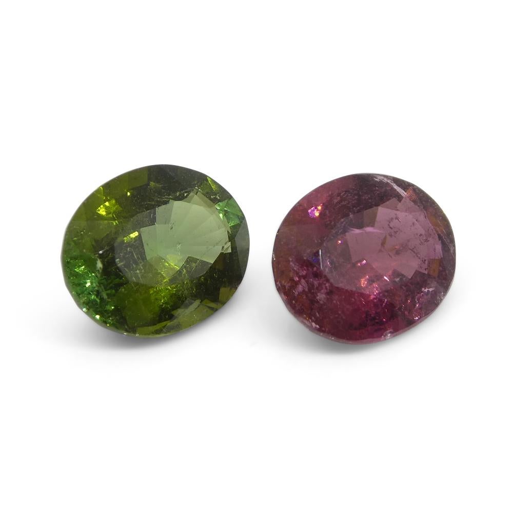 2.8ct Pair Oval Pink/Green Tourmaline from Brazil For Sale 5