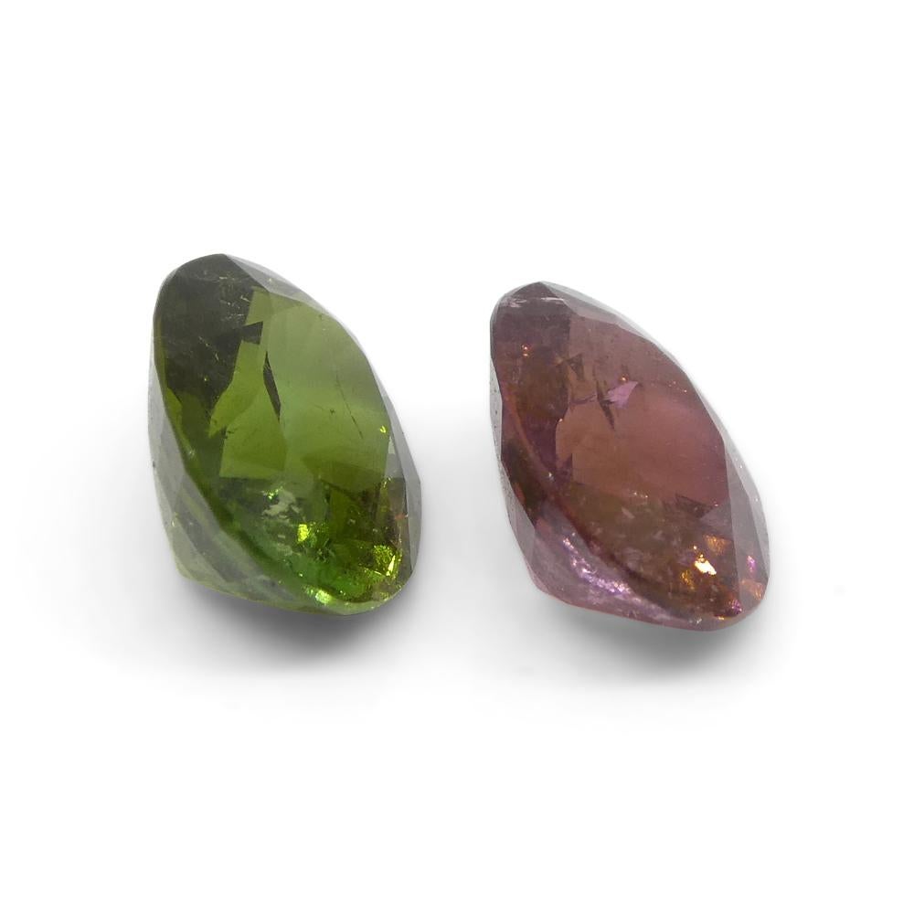 2.8ct Pair Oval Pink/Green Tourmaline from Brazil For Sale 6