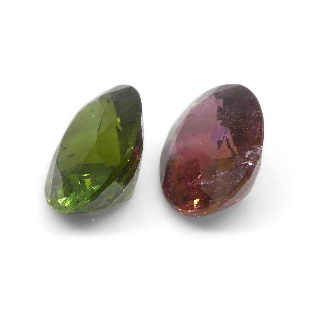 Brilliant Cut 2.8ct Pair Oval Pink/Green Tourmaline from Brazil For Sale