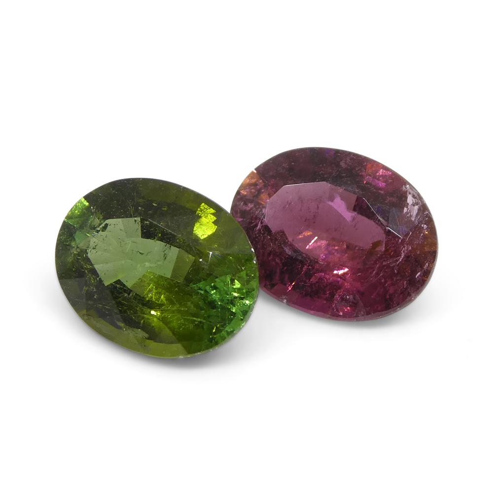 2.8ct Pair Oval Pink/Green Tourmaline from Brazil In New Condition For Sale In Toronto, Ontario