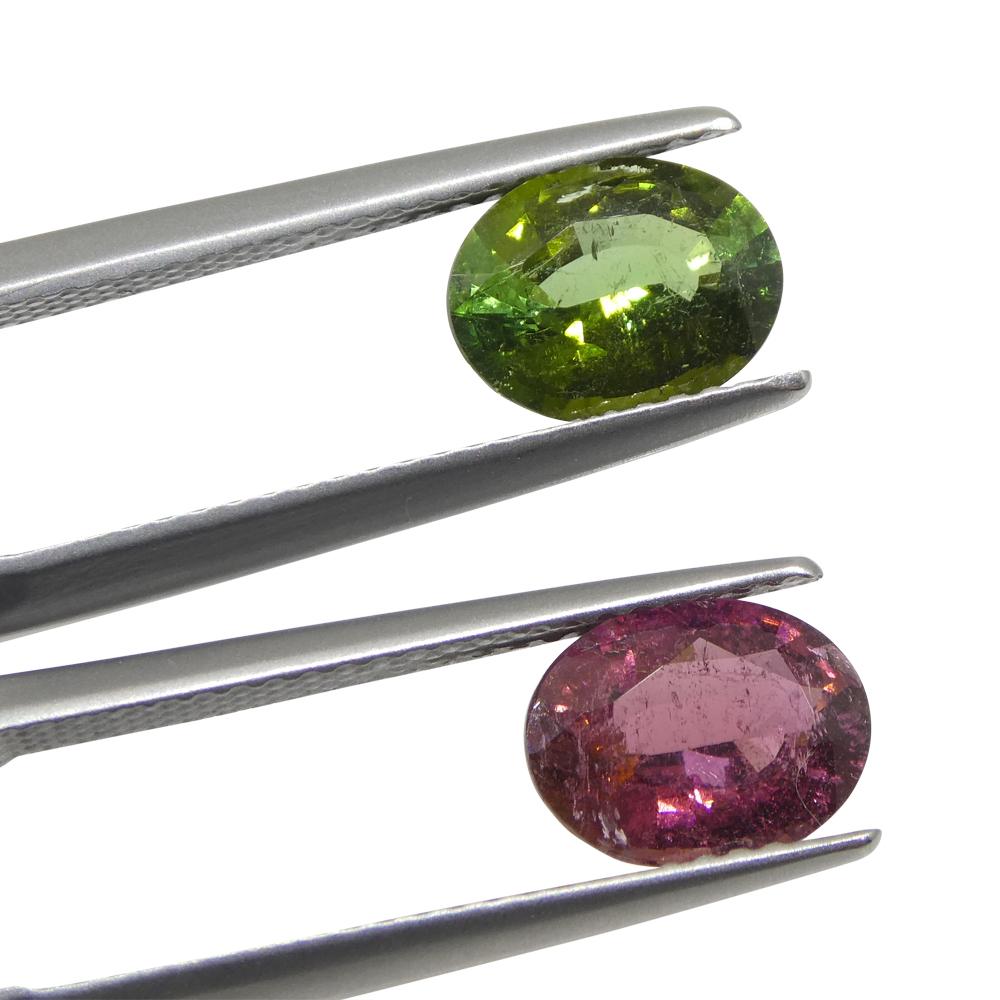 2.8ct Pair Oval Pink/Green Tourmaline from Brazil For Sale 2