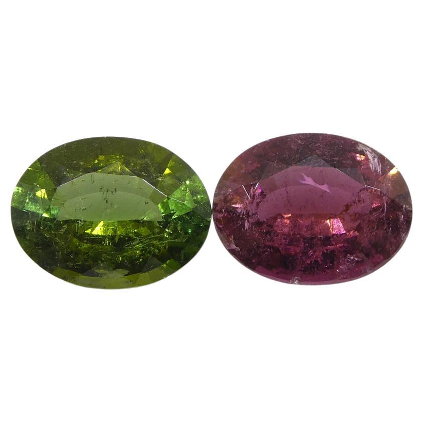 2.8ct Pair Oval Pink/Green Tourmaline from Brazil For Sale