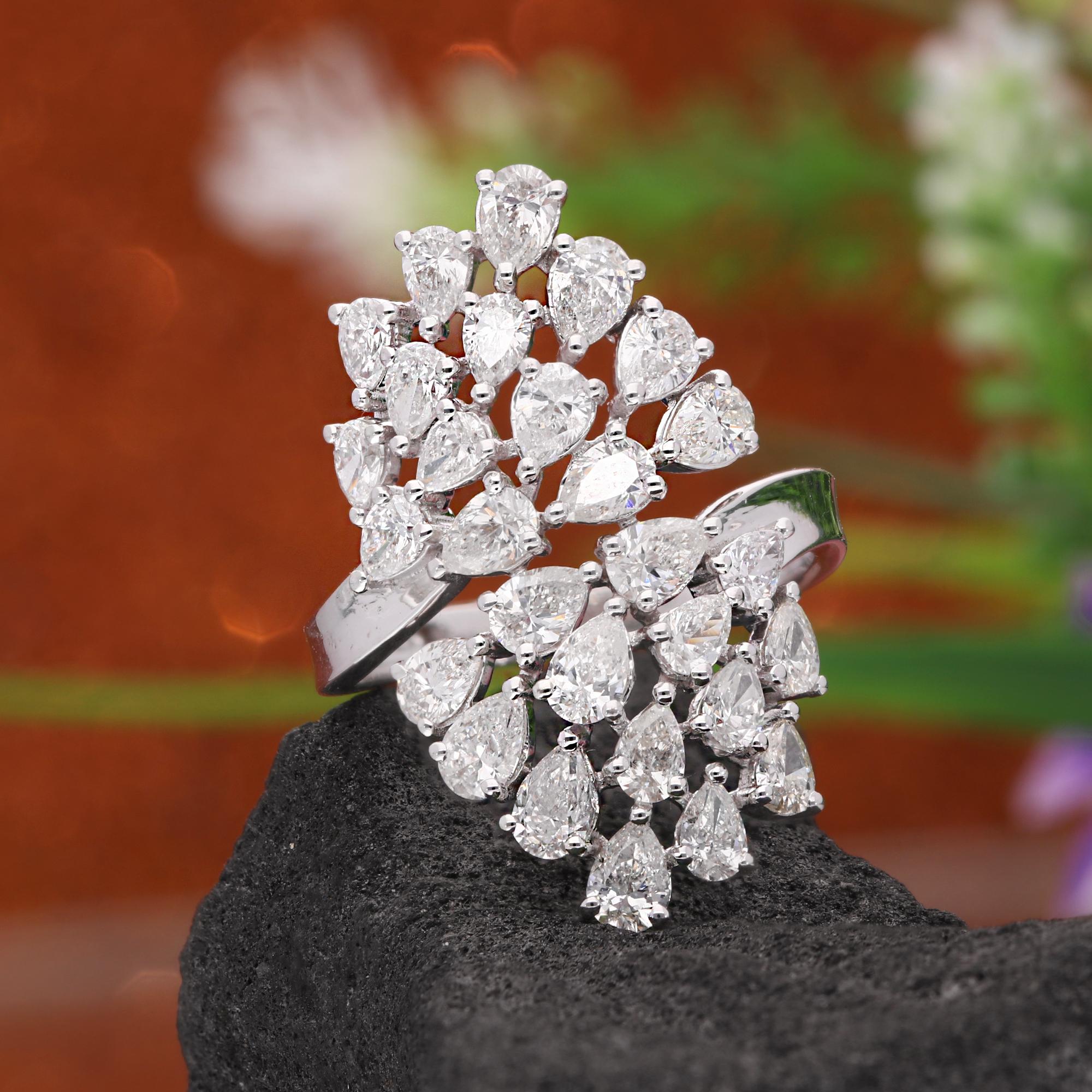 Im Angebot: 2,8 Karat SI Reinheit HI Farbe Birne Diamant Cluster Cocktail Ring 14 Karat Weißgold () 3