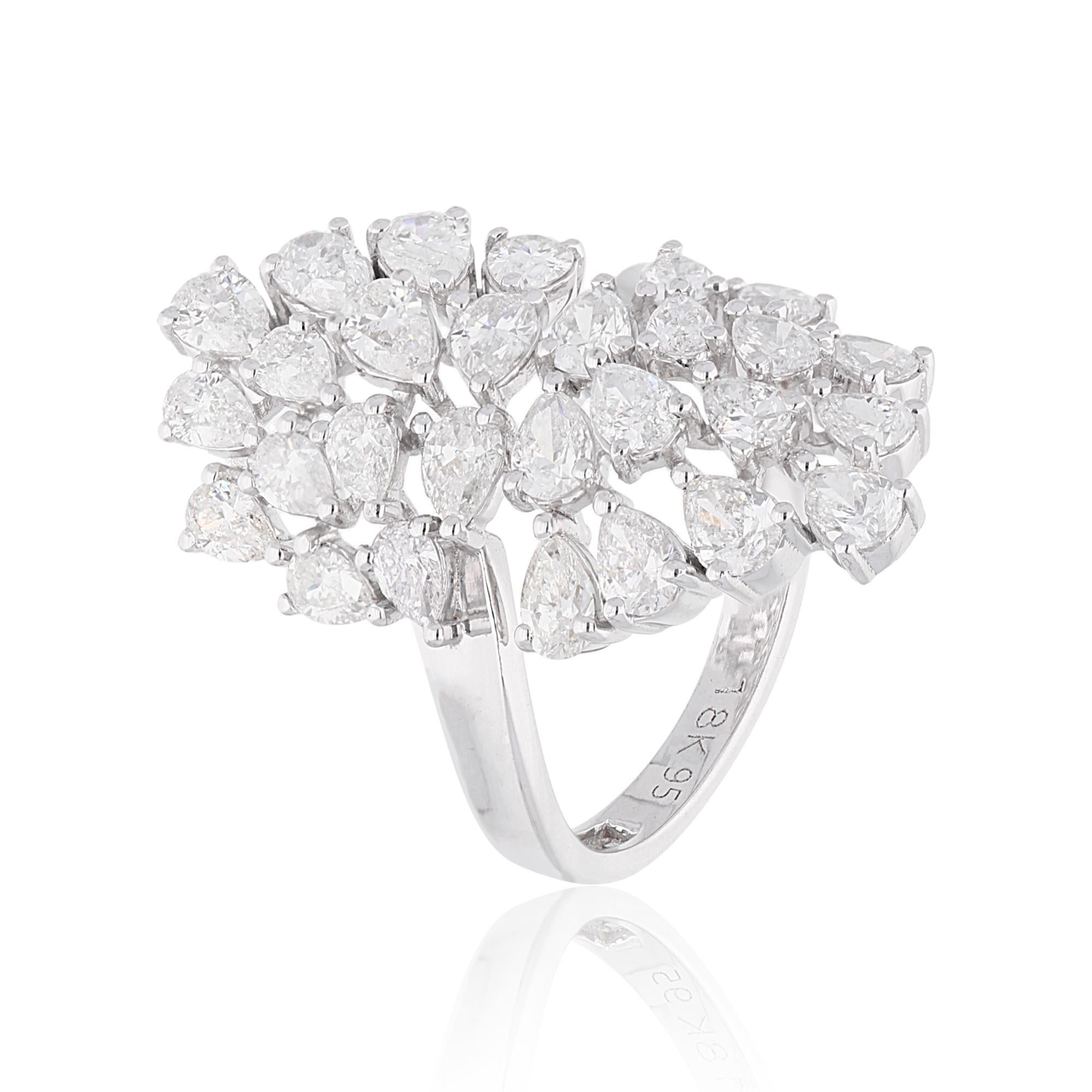 Im Angebot: 2,8 Karat SI Reinheit HI Farbe Birne Diamant Cluster Cocktail Ring 14 Karat Weißgold () 6