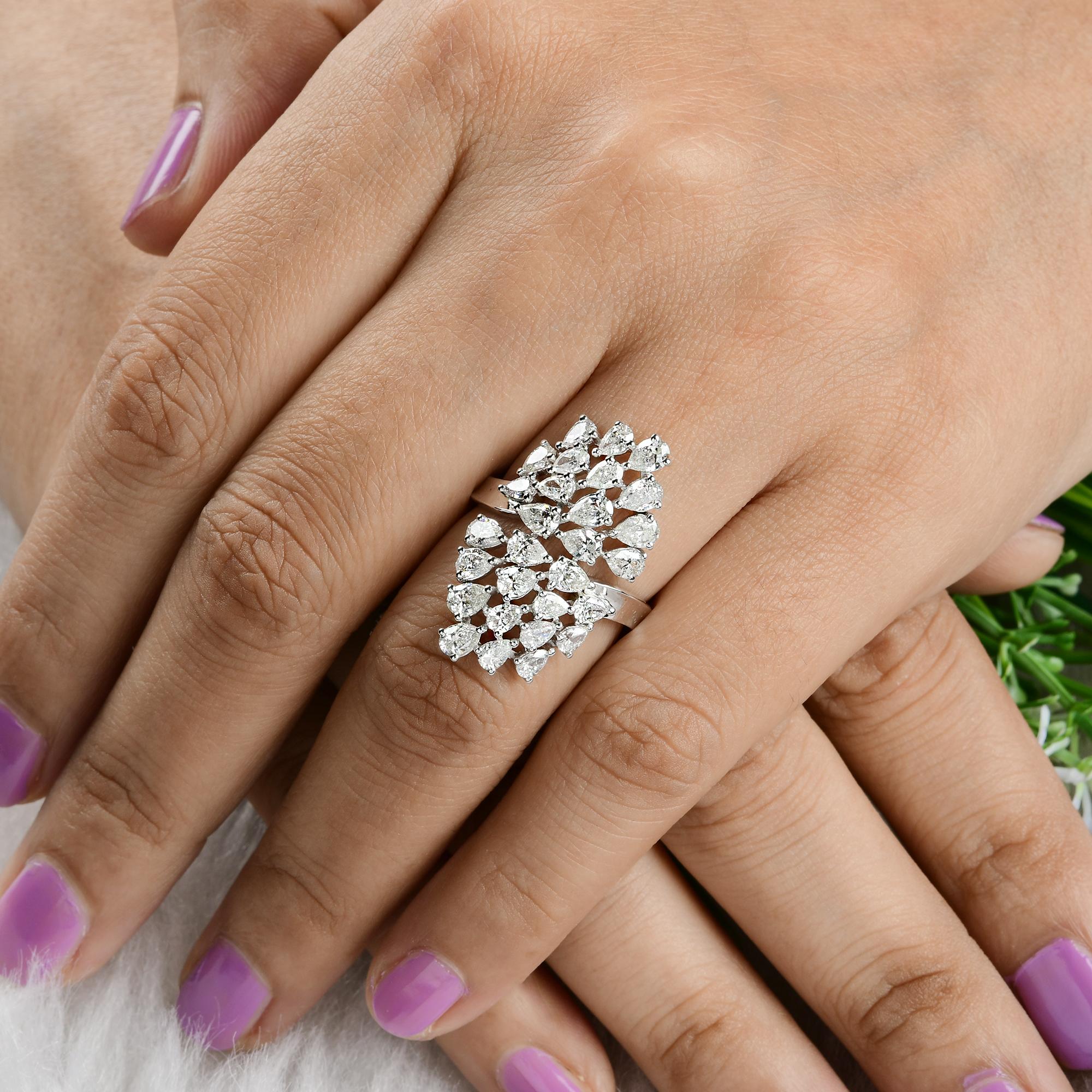 Im Angebot: 2,8 Karat SI Reinheit HI Farbe Birne Diamant Cluster Cocktail Ring 18 Karat Weißgold () 2