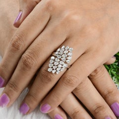2.8Ct SI Clarity HI Color Pear Diamond Cluster Cocktail Ring 18 Karat White Gold