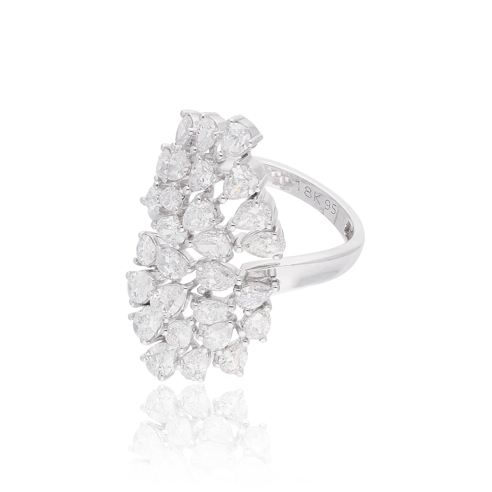 Im Angebot: 2,8 Karat SI Reinheit HI Farbe Birne Diamant Cluster Cocktail Ring 18 Karat Weißgold () 5