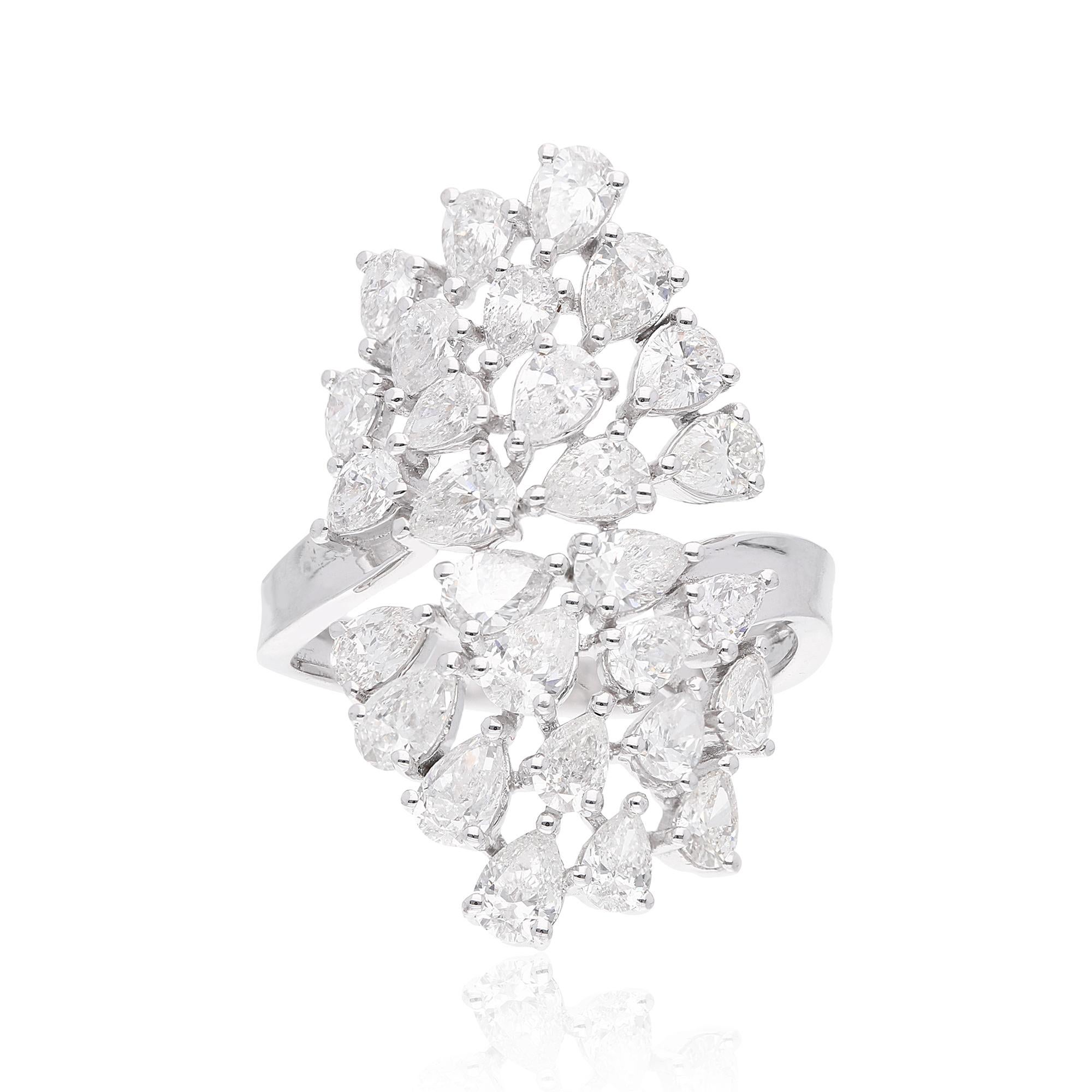 Im Angebot: 2,8 Karat SI Reinheit HI Farbe Birne Diamant Cluster Cocktail Ring 18 Karat Weißgold () 7