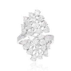 2,8 Karat SI Reinheit HI Farbe Birne Diamant Cluster Cocktail Ring 18 Karat Weißgold