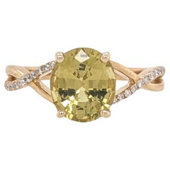2.8ct Sphene Estate Ring w Earth Mined Diamonds in Solid 14K Gold Oval 8.2x7.3mm