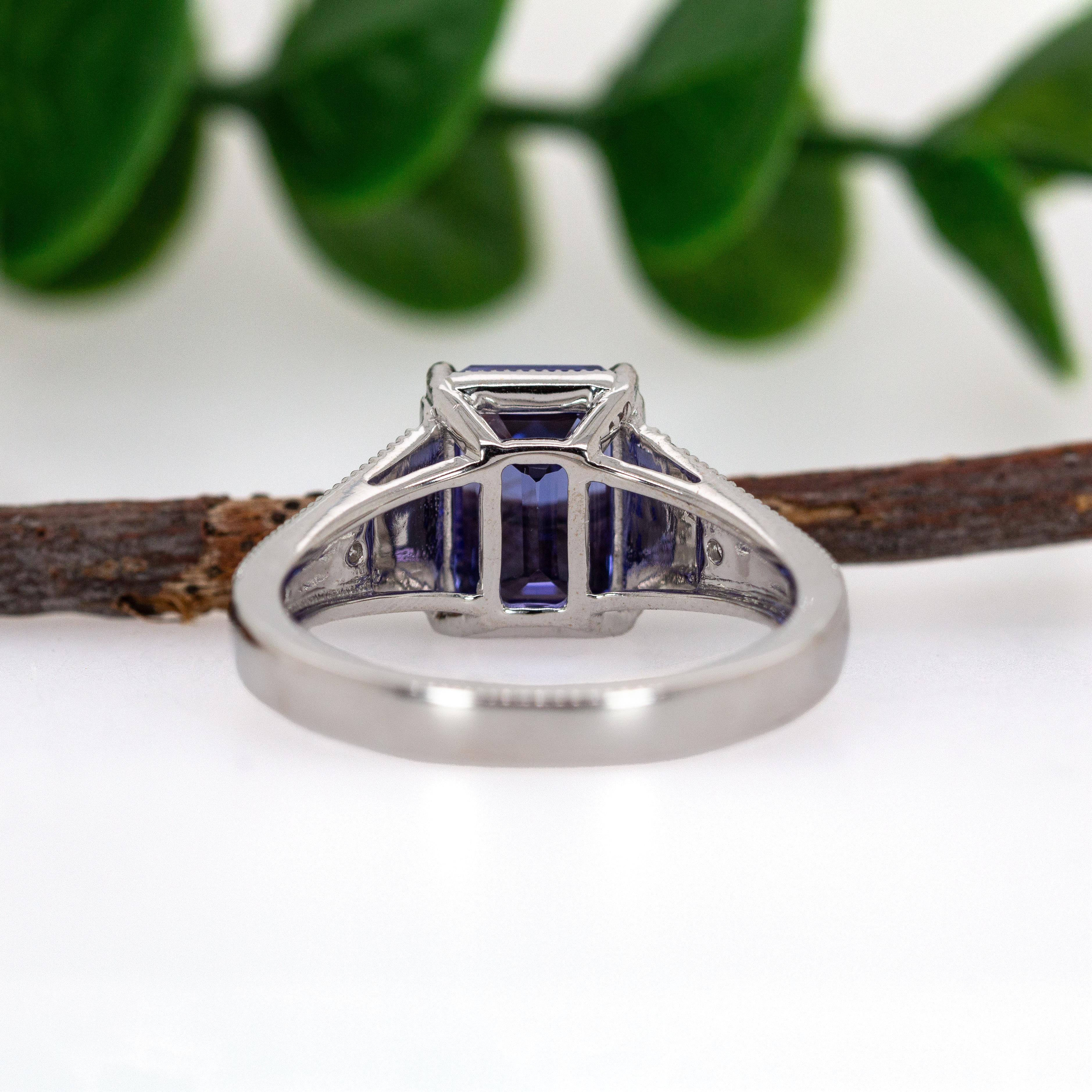 2.8cts Deluxe Tanzanite Ring w Diamond Accents in Solid 14K Gold  EM 9x7mm For Sale 1