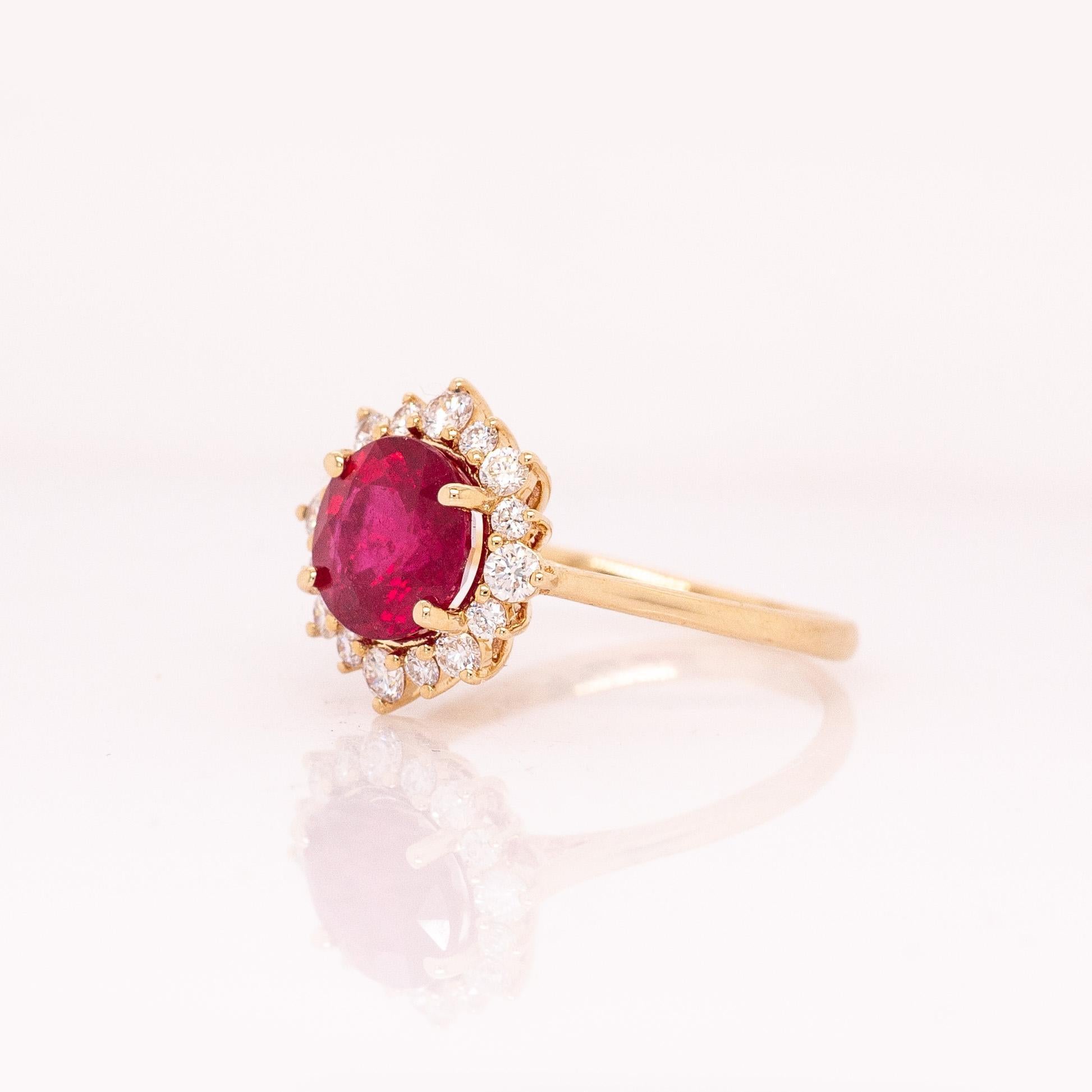 Bague en rubis de Madagascar de 2,8cts avec accents de diamants Nature : Or massif 14k, 8mm Neuf - En vente à Columbus, OH