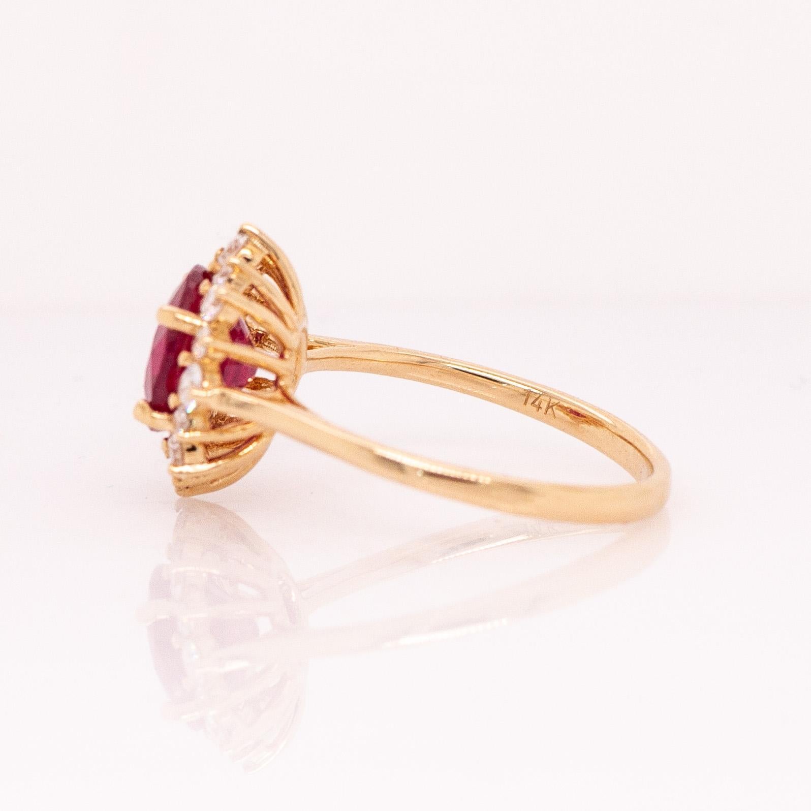 Bague en rubis de Madagascar de 2,8cts avec accents de diamants Nature : Or massif 14k, 8mm en vente 2