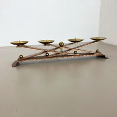 2, 8 Kg Hagenauer Style Brutalist Copper + Brass Candleholder, Austria 1950