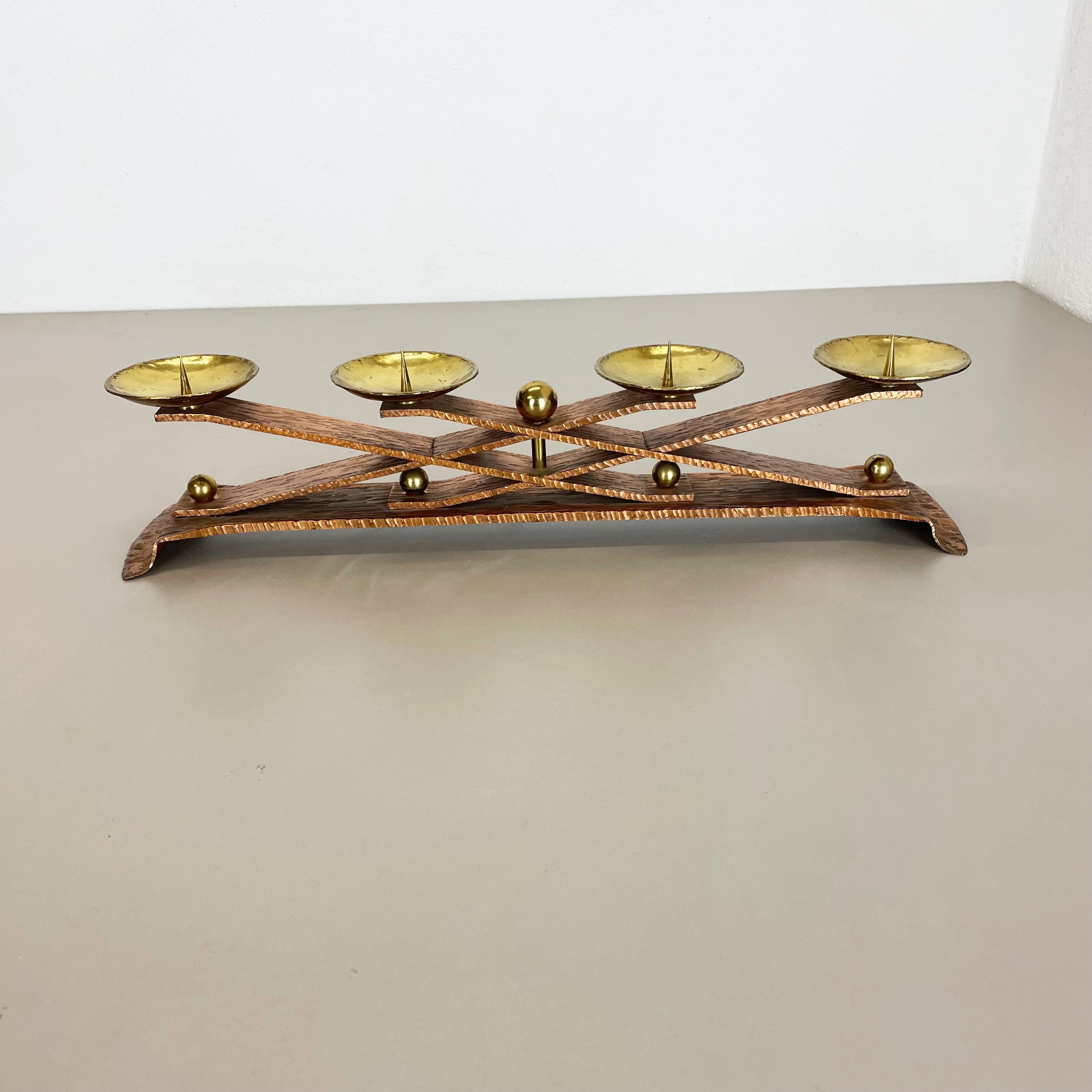 Scandinavian Modern 2, 8 Kg Hagenauer Style Brutalist Copper + Brass Candleholder, Austria 1950 For Sale