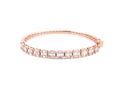 IGI Certified 2.82tcw Natural Baguette Diamond Half-Eternity Bangle in 18K Gold