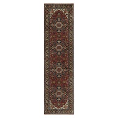 2
8"x10
 Berry Red Hand Knotted Antiqued Fine Heriz Revival Wool Runner Rug