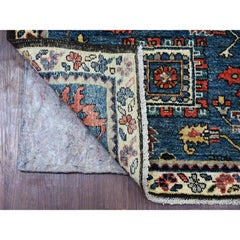 2'8"x10' Blue Northwest Zoroastrian with Gul Motif Hand Knotted Wool Runner Rug