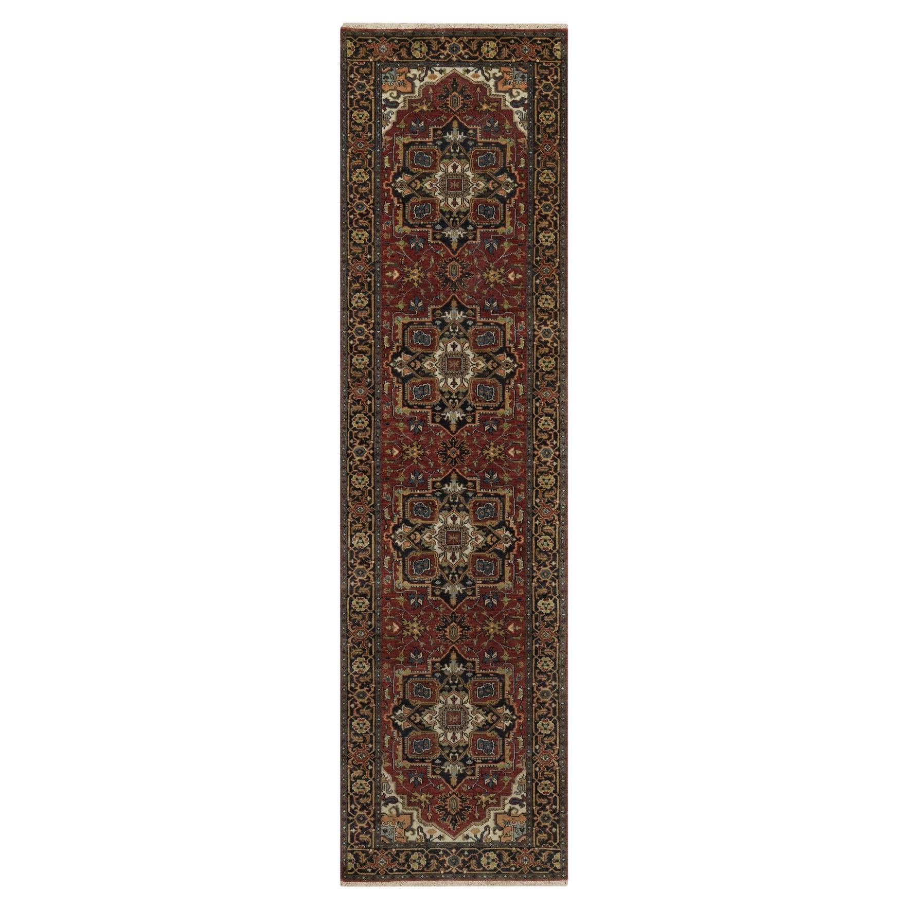 2
8"x10
 Brick Red Antiqued Fine Heriz Revival Hand Knotted Wool Oriental Rug For Sale