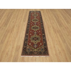 Tappeto Runner Heriz Revival annodato a mano in lana neozelandese rosso peperoncino 2'8 "x10