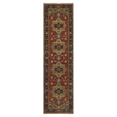 2'8 "x10' Tapis de course en laine néo-zélandaise Heriz Revival nouée à la main, rouge chili