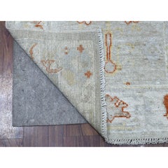 2'8"x10' Cream Color Hand Knotted Angora Oushak Vibrant Wool Oriental Rug