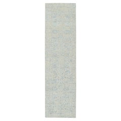 2'8 "x10' Grau Tabriz Design Wolle und Seide Jacquard Hand Loomed Läufer Teppich