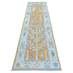 2'8"x10' Sunrise Orange Angora Oushak Organic Wool Hand Knotted Runner Rug