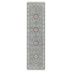 2
8 "x10
1" Blu 250 KPSI Tappeto Nain annodato a mano con medaglione floreale in lana e seta