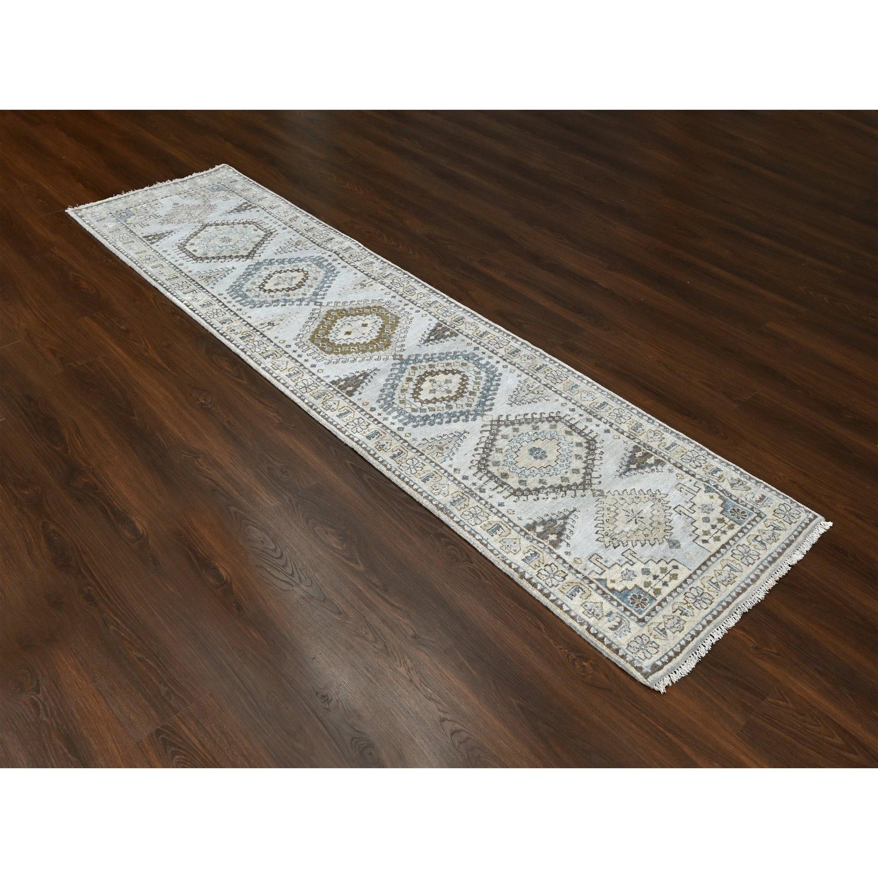 This is a truly genuine one-of-a-kind Pure Wool, Hand Knotted, Persian Village Influence with Geometrical Medallions, Oriental Rug. It has been Knotted for months and months in the centuries-old weaving craftsmanship techniques by expert