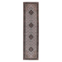 2'8"x10'1" Ivory Tabriz Mahi Fish Design Wool And Silk Runner Hand Knotted Rug