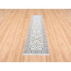 2'8 "x10'1" Nain 250 KPSI Alfombra de Lana Anudada a Mano Marfil Alfombra Oriental de Corredor