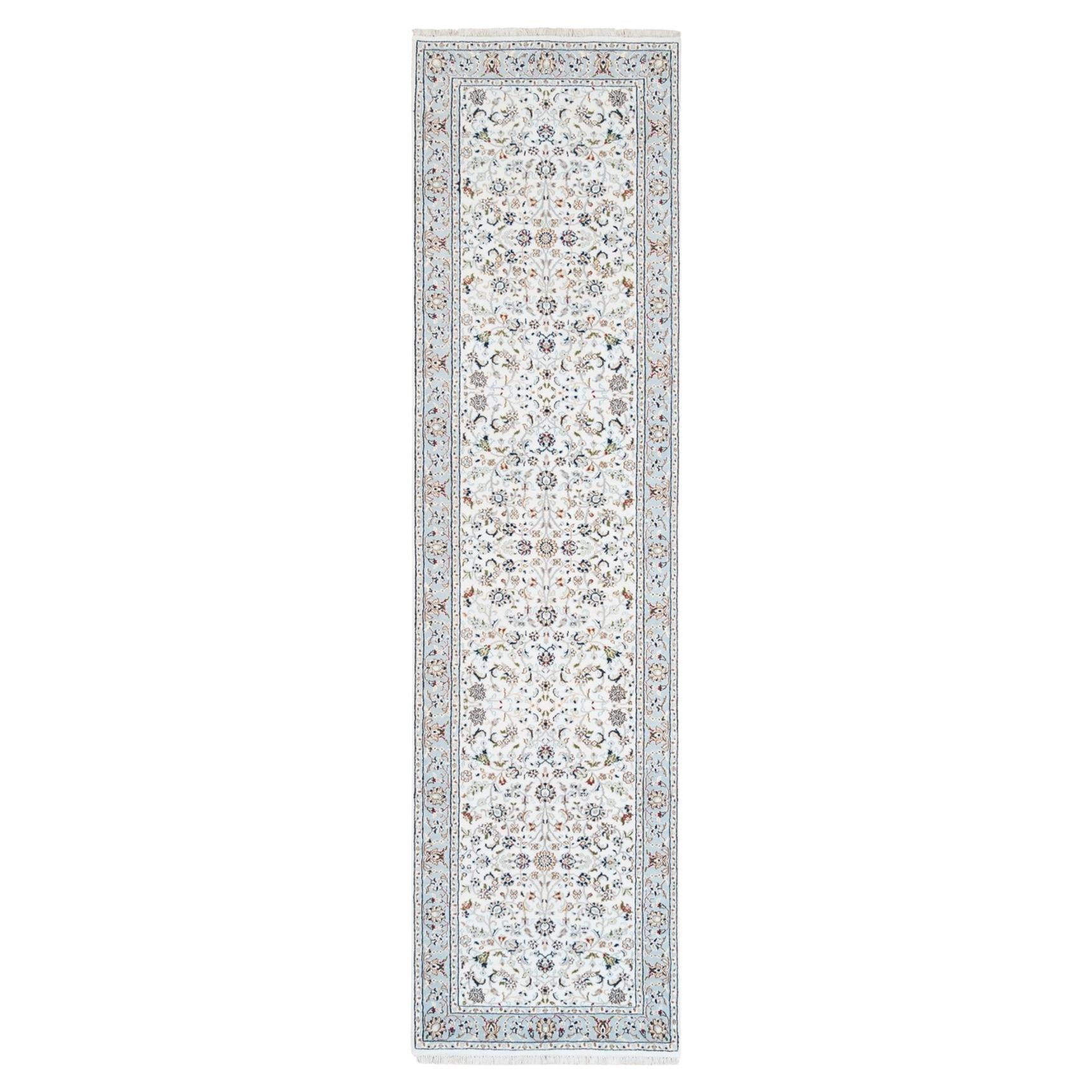 2
8"x10
1" Nain 250 KPSI Wool Hand Knotted Ivory Oriental Runner Rug