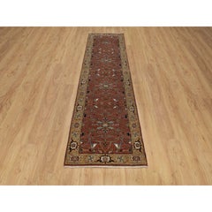 2'8 "x10'1" rosso anticato Fine Heriz Re-Creation annodato a mano in morbida lana Runner Rugs