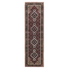 2'8 "x10'1" Tapis de course en laine nouée à la main Tabriz Mahi Fish Design Rouge