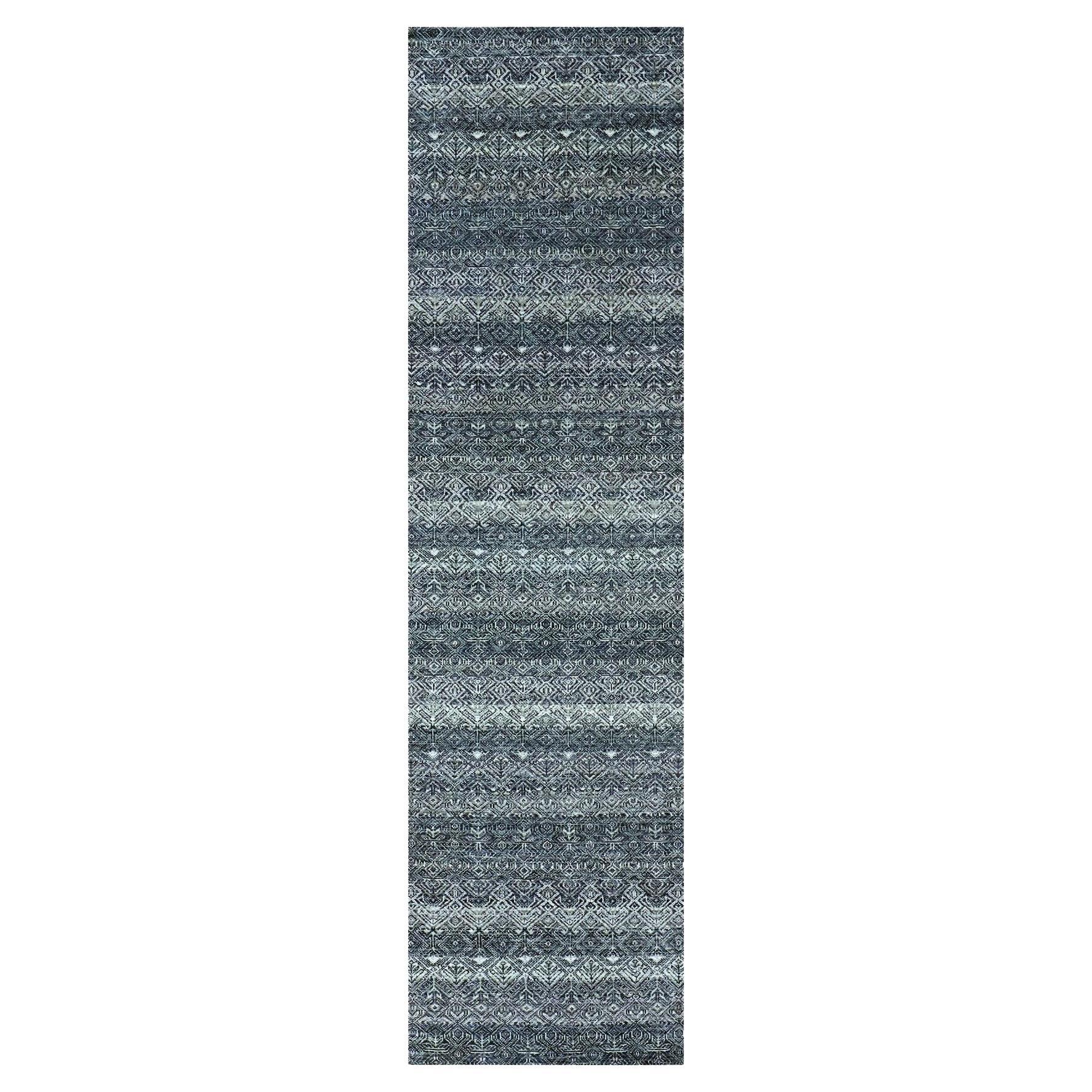 2'8"x10'1" Riverway Gray Hand Knotted Kohinoor Extra Soft Wool Runner Rug