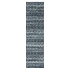 2'8"x10'1" Riverway Grauer handgeknüpfter Kohinoor-Läufer aus weicher Wolle, extra weicher