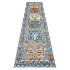 2'8 "x10'2" Grau Peshawar Kaukasisch Akstafa Design Handgeknüpft Wolle Läufer Teppich
